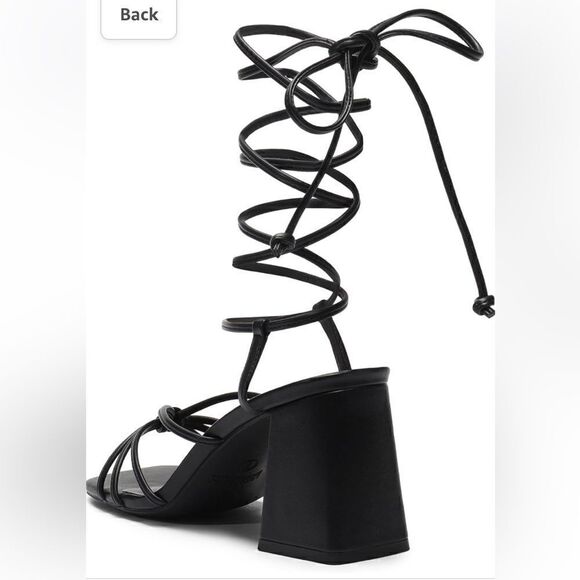 DREAM PAIRS Lace Up Wrap Strappy Block High Heel Square Open Toe Chunky Sandal - Picture 11 of 12